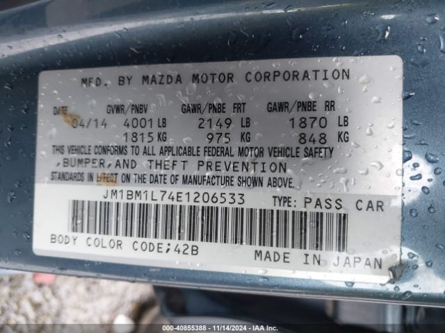 JM1BM1L74E1206533 Mazda Mazda3 I Touring