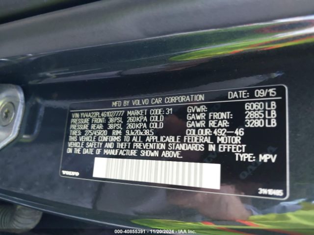YV4A22PL4G1027777 Volvo Xc90 T6 Inscription