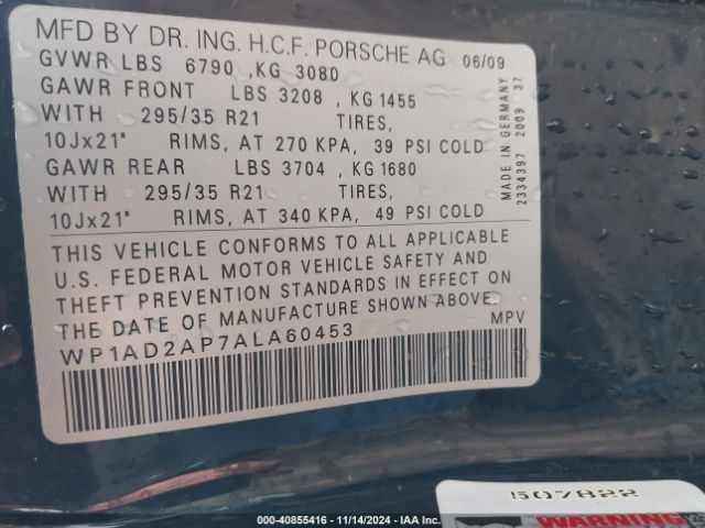 2010 PORSCHE CAYENNE WP1AD2AP7ALA60453 Photo 8