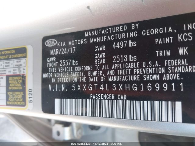 5XXGT4L3XHG169911 KIA Optima Lx