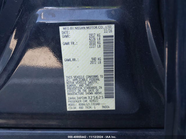Nissan Altima 2.5 S 2017 1N4AL3AP1HN325625 Image 9