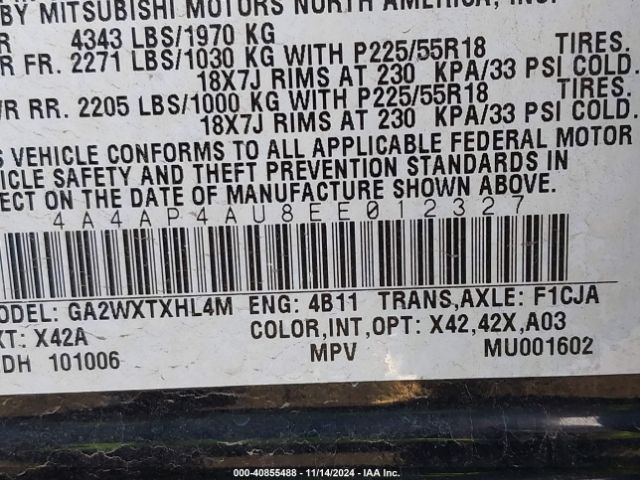 2014 MITSUBISHI OUTLANDER SPORT 4A4AP4AU8EE012327 Photo 8