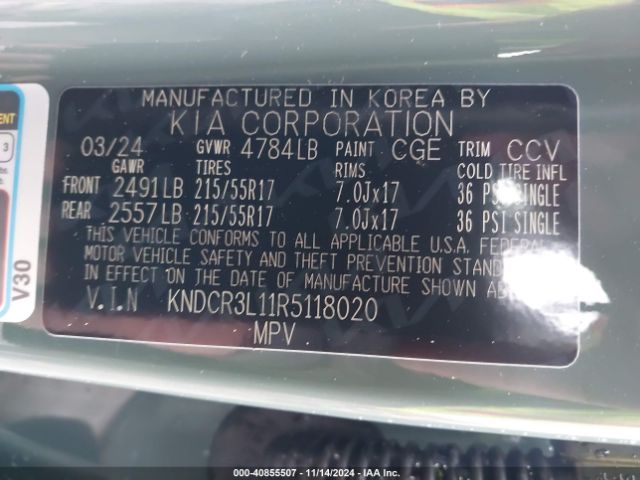 KNDCR3L11R5118020 KIA Niro Ev Wind