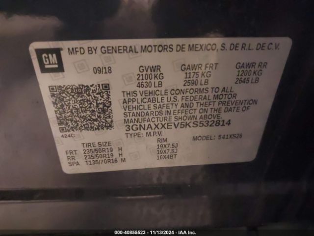 3GNAXXEV5KS532814 Chevrolet Equinox Premier