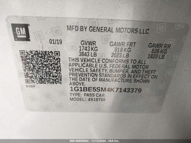 1G1BE5SM4K7143379 Chevrolet CRUZE LT