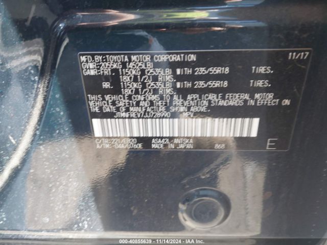 JTMNFREV7JJ728990 Toyota RAV4 SE