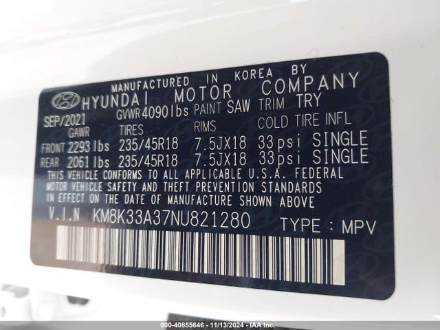 Hyundai Kona N Line 2022 KM8K33A37NU821280 Image 9