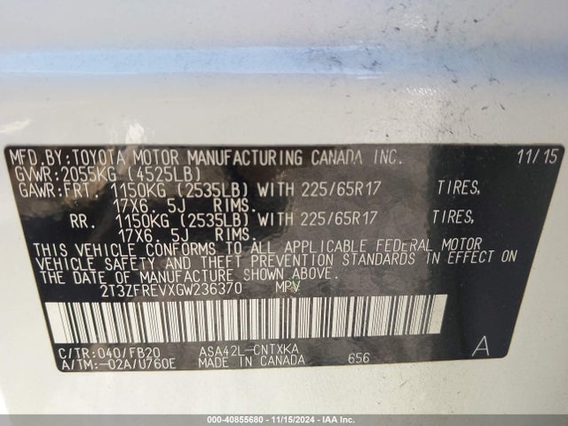 Toyota RAV4 LE 2016 2T3ZFREVXGW236370 Image 9