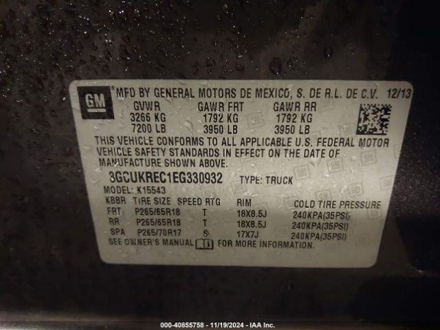 3GCUKREC1EG330932 Chevrolet Silverado 1500 2lt