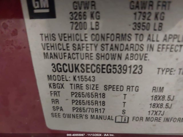Chevrolet Silverado 1500 2lz 2014 3GCUKSEC6EG539123 Image 9