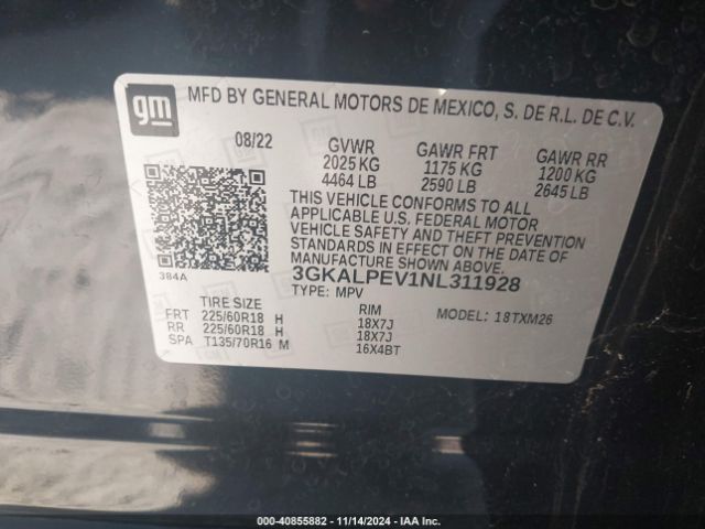 3GKALPEV1NL311928 GMC Terrain Fwd Slt