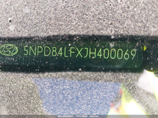 40855891 :رقم المزاد ، 5NPD84LFXJH400069 vin ، 2018 Hyundai Elantra Sel مزاد بيع