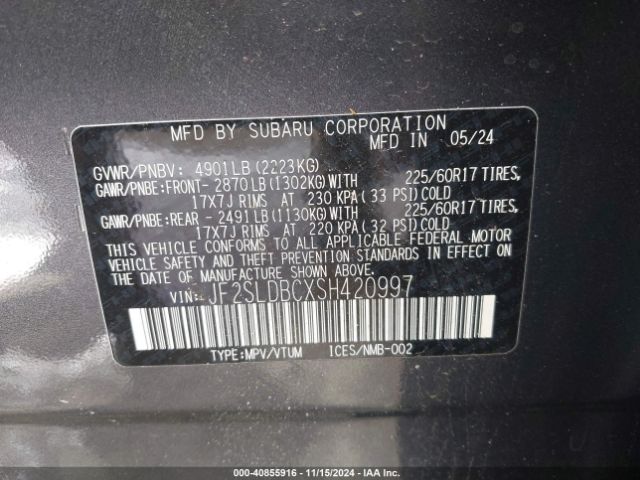 JF2SLDBCXSH420997 Subaru Forester Premium