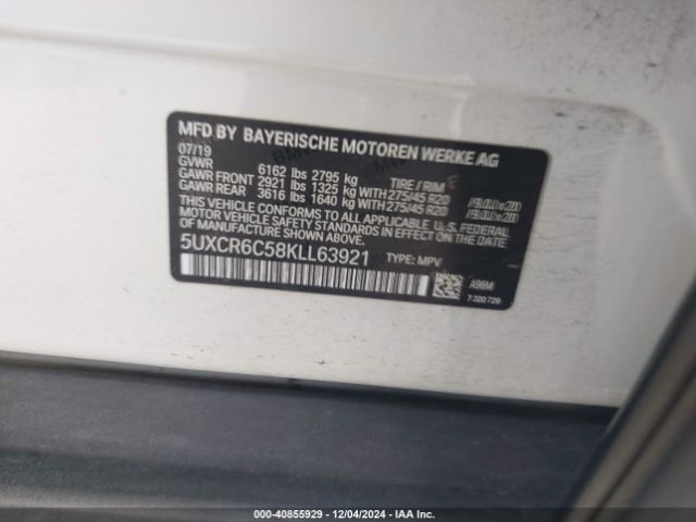 5UXCR6C58KLL63921 BMW X5 Xdrive40i