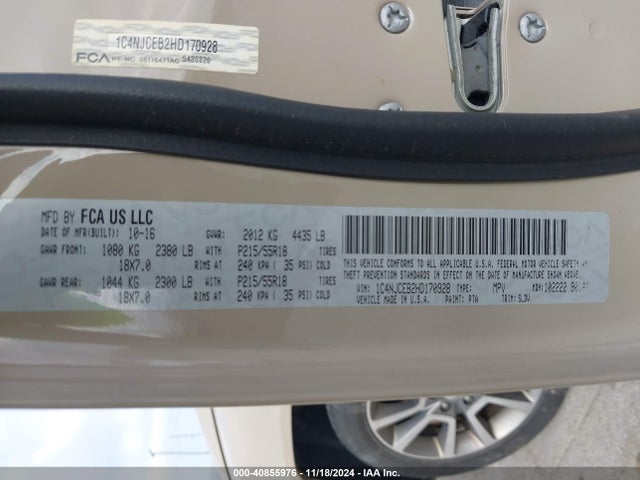 1C4NJCEB2HD170928 Jeep Compass High Altitude Fwd