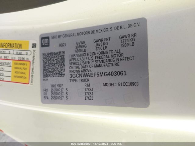 3GCNWAEF5MG403061 Chevrolet Silverado 1500 2wd  Long Bed Wt
