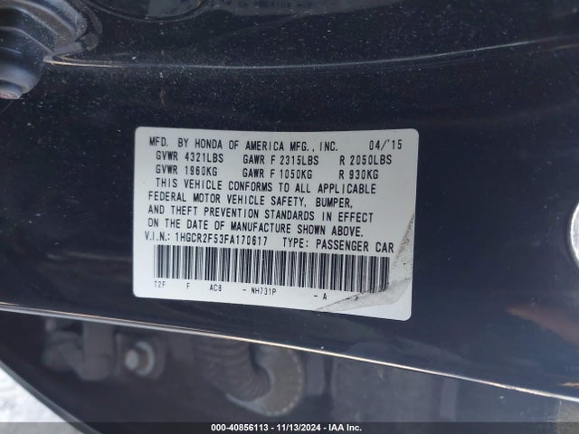 Honda Accord Sport 2015 1HGCR2F53FA170617 Image 9