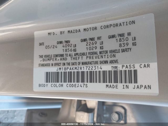 JM1BPAKM2R1722314 Mazda Mazda3 2.5 S Select Sport