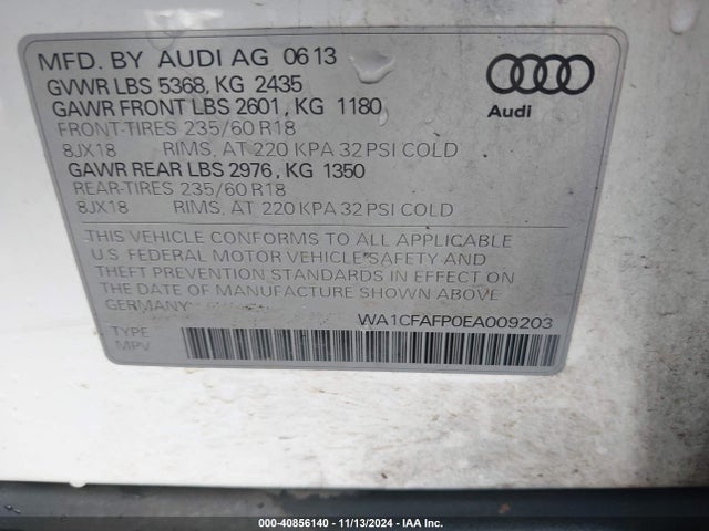 Audi Q5 2.0t Premium 2014 WA1CFAFP0EA009203 Image 9