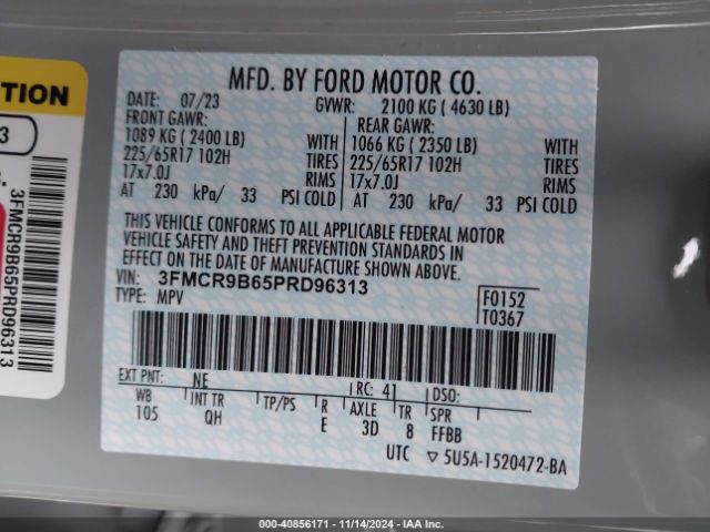 3FMCR9B65PRD96313 Ford Bronco Sport Big Bend