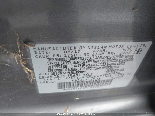 Nissan Versa 1.6 S+ 2017 3N1CN7AP8HL853816 Image 9
