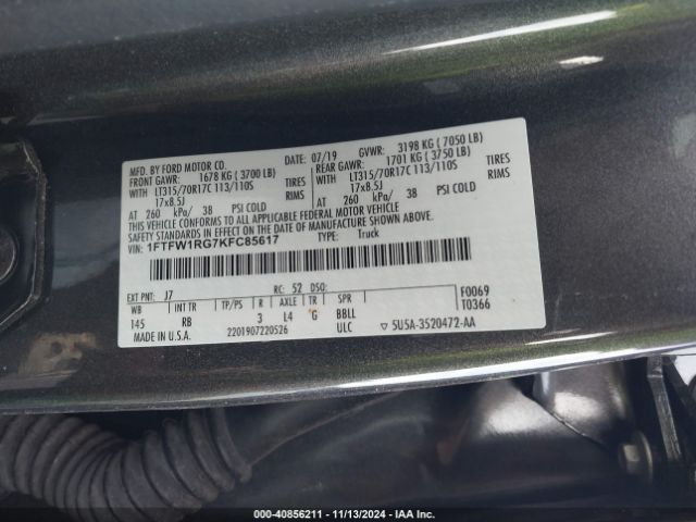 1FTFW1RG7KFC85617 Ford F-150 Raptor
