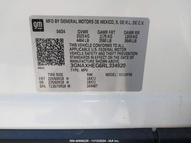 3GNAXHEG6RL334920 Chevrolet Equinox Fwd Ls