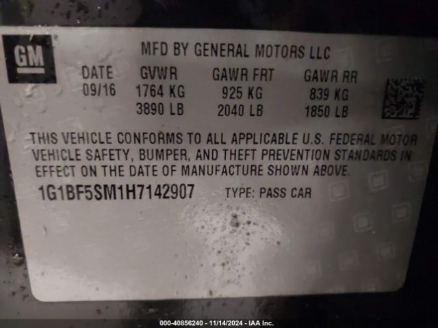 1G1BF5SM1H7142907 Chevrolet Cruze Premier Auto