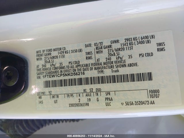 Ford F-150 Xlt 2022 1FTEW1CP5NKD56216 Image 9