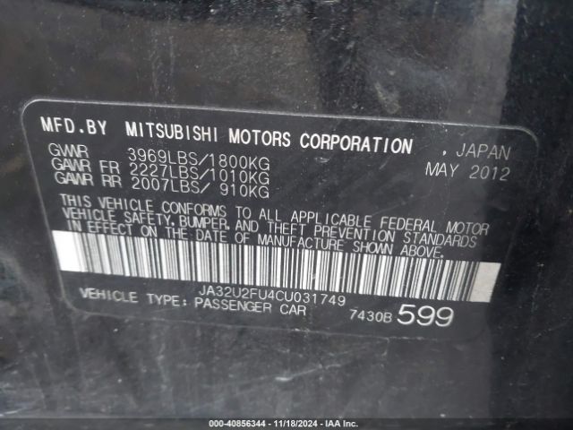 2012 MITSUBISHI LANCER JA32U2FU4CU031749 Photo 8