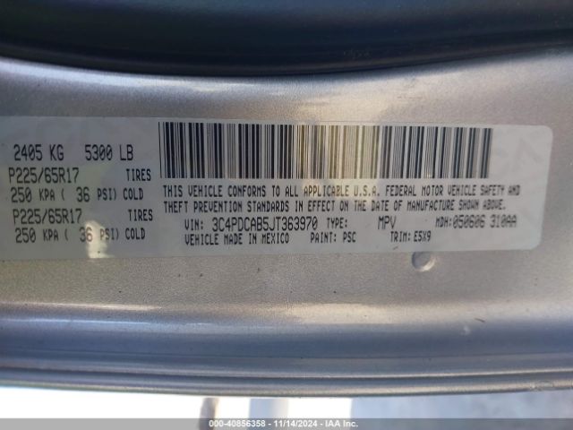 3C4PDCAB5JT363970 Dodge JOURNEY SE