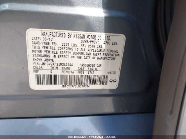 JN1CV7AP2JM240344 Infiniti Q50 2.0t Luxe