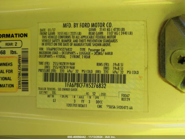 1FA6P8CF7H5276832 Ford Mustang Gt Premium