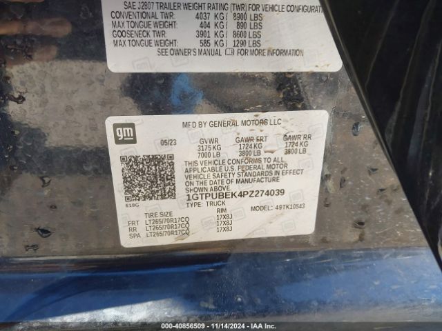 1GTPUBEK4PZ274039 GMC Sierra 1500 4wd  Short Box Sle