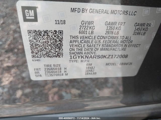 1GYKNARS0KZ172008 Cadillac Xt5 Standard