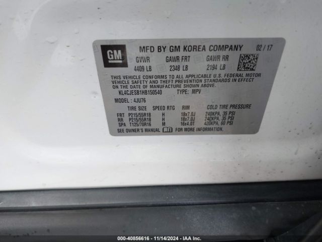 KL4CJESB1HB150540 Buick Encore Preferred