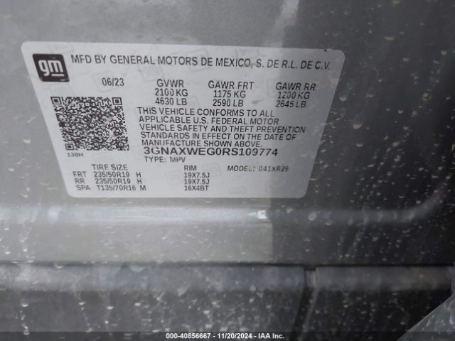 3GNAXWEG0RS109774 Chevrolet Equinox Awd Rs