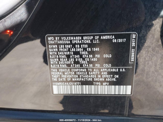 1V2MR2CA6JC519771 Volkswagen Atlas 3.6l V6 Sel