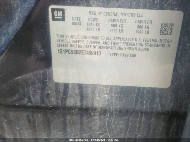 1G1PC5SB2E7469910 Chevrolet Cruze 1lt Auto