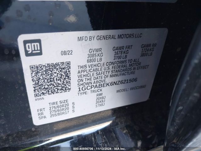 1GCPABEK6NZ621506 Chevrolet Silverado 1500 2wd  Short Bed Custom