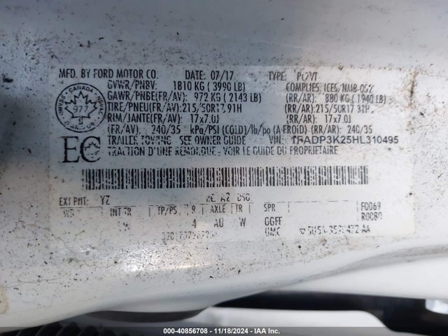 Ford FOCUS SE 2017 1FADP3K25HL310495 Image 9