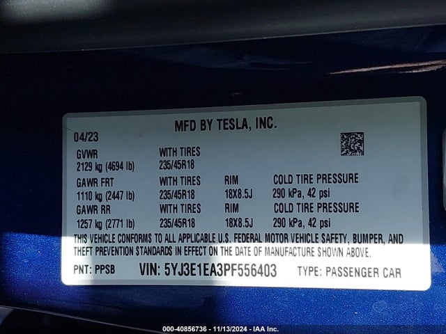 2023 TESLA MODEL 3 5YJ3E1EA3PF556403 Photo 8