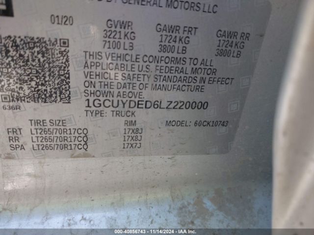 1GCUYDED6LZ220000 Chevrolet Silverado 1500 4wd  Standard Bed Lt