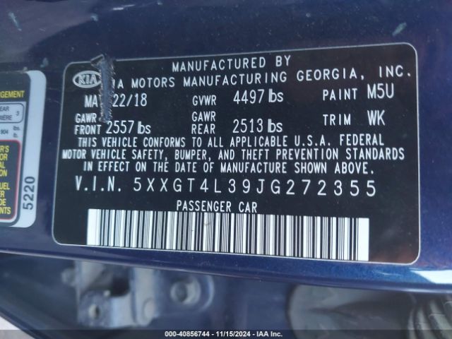 5XXGT4L39JG272355 KIA Optima Lx