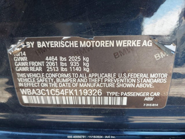 WBA3C1C54FK119326 BMW 328I