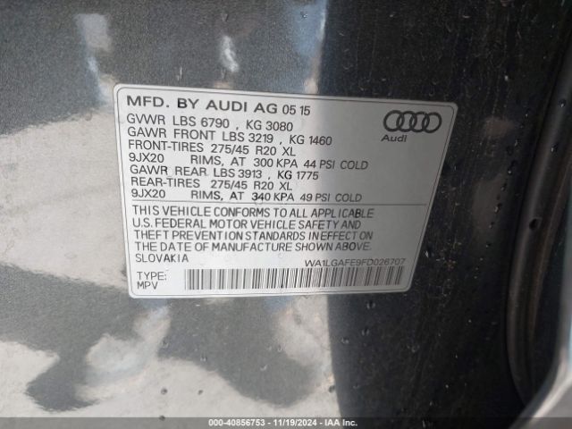 WA1LGAFE9FD026707 Audi Q7 3.0t Premium