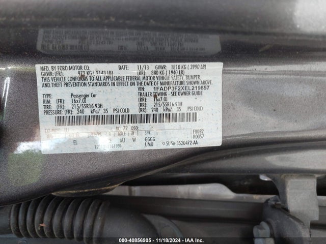 Ford FOCUS SE 2014 1FADP3F2XEL219857 Image 9