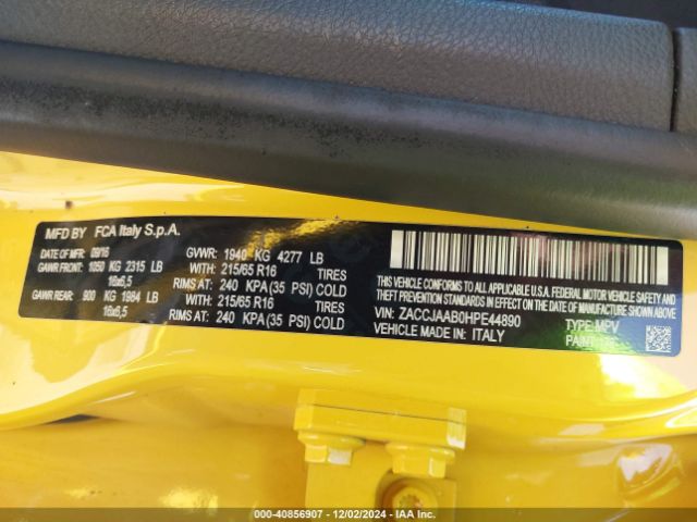 ZACCJAAB0HPE44890 Jeep Renegade Sport Fwd