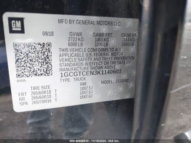 1GCGTCEN3K1140603 Chevrolet Colorado Lt
