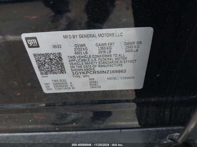 1GYKPCRS0NZ169863 Cadillac Xt6 Premium Luxury